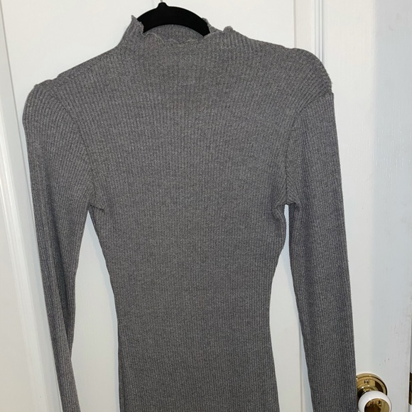 Grey Ribbed Body Con Dress - Picture 1 of 3